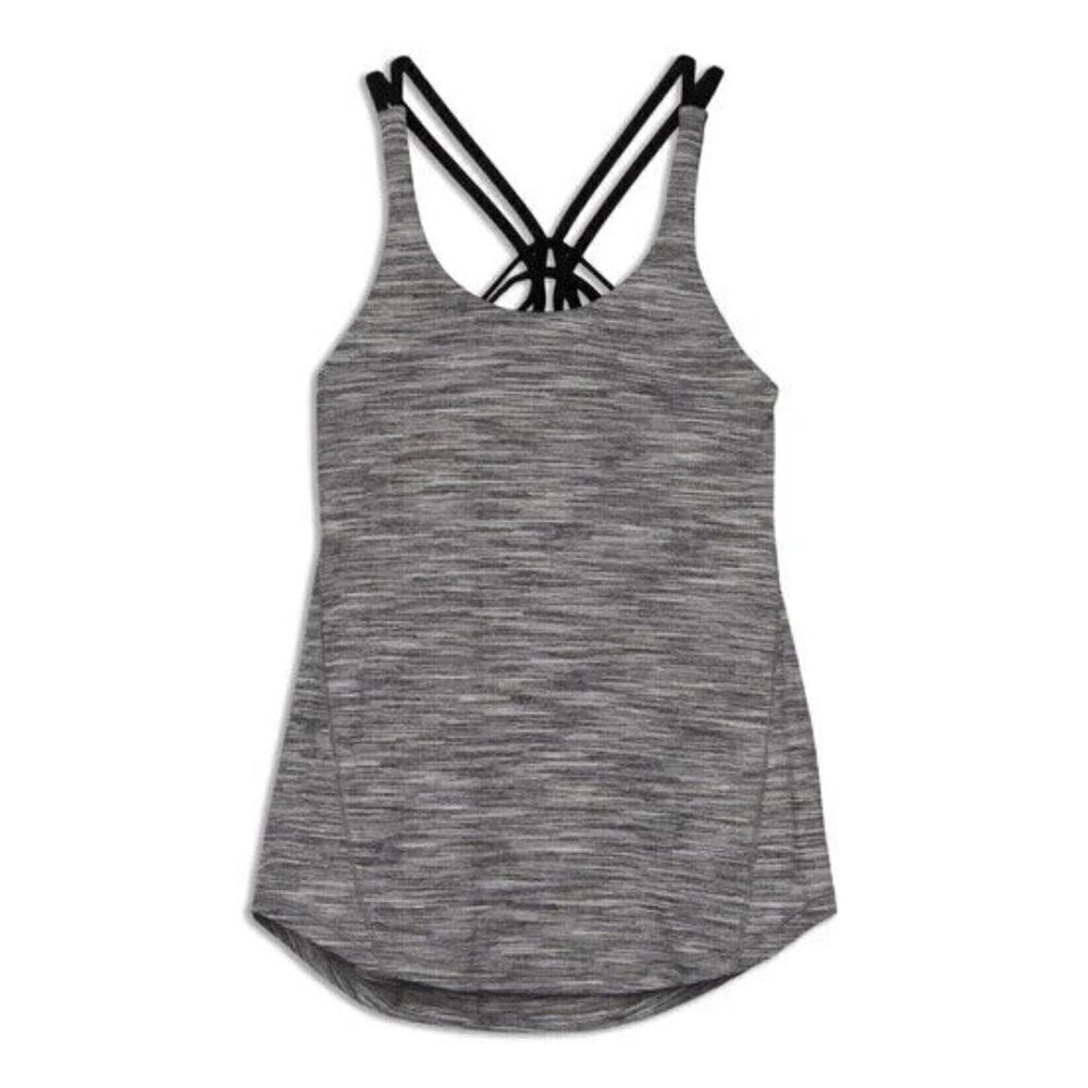 Lululemon Free To Be Serene Tank Top Womens 8 Black Heathered Athletic Yoga